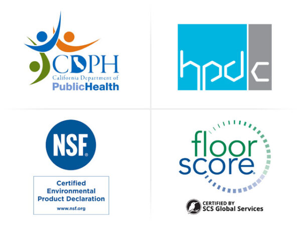 CDPH HPD NSF FloorScore Sustainability Logos